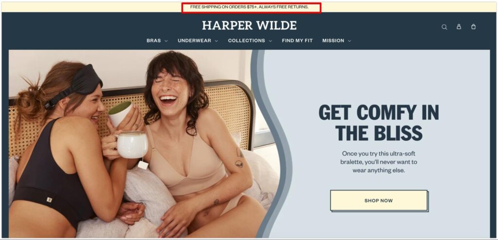 Free shipping example Harper Wilde