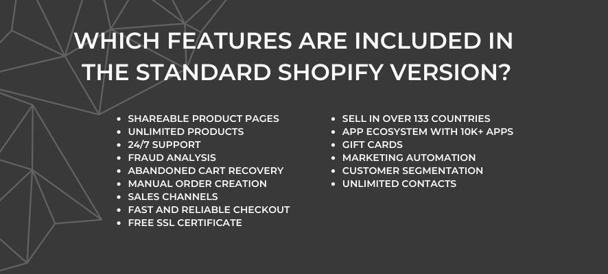 which-features-are-included-in-the-standard-shopify-version