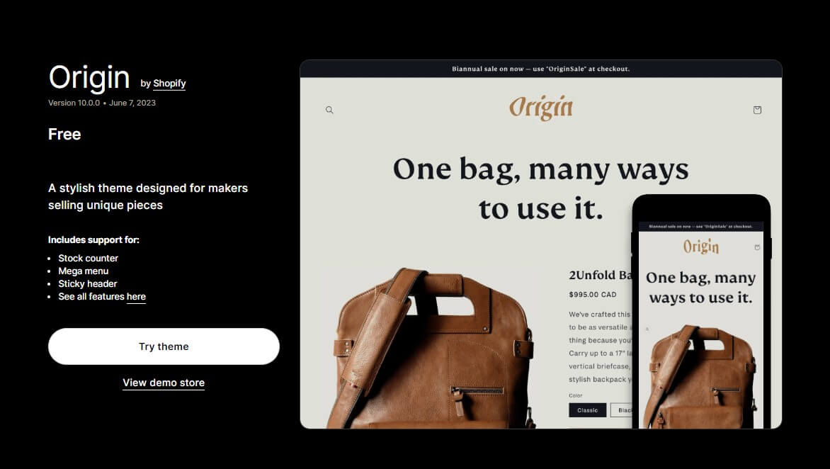Origin theme - Shopify