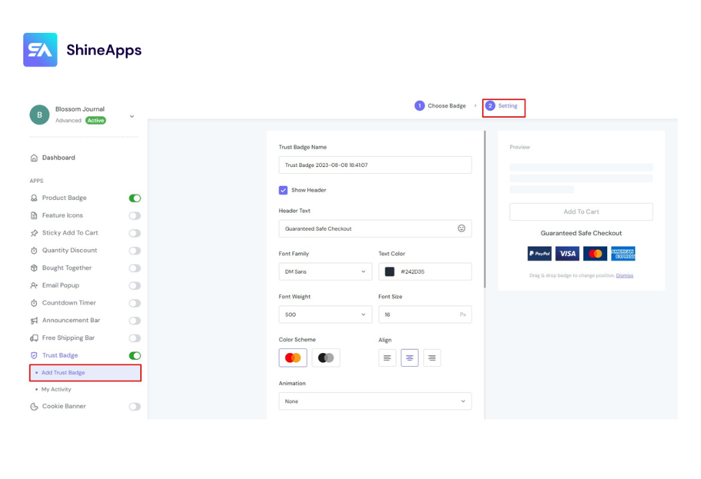 How to add Shopify Trust Badge to custom Positions