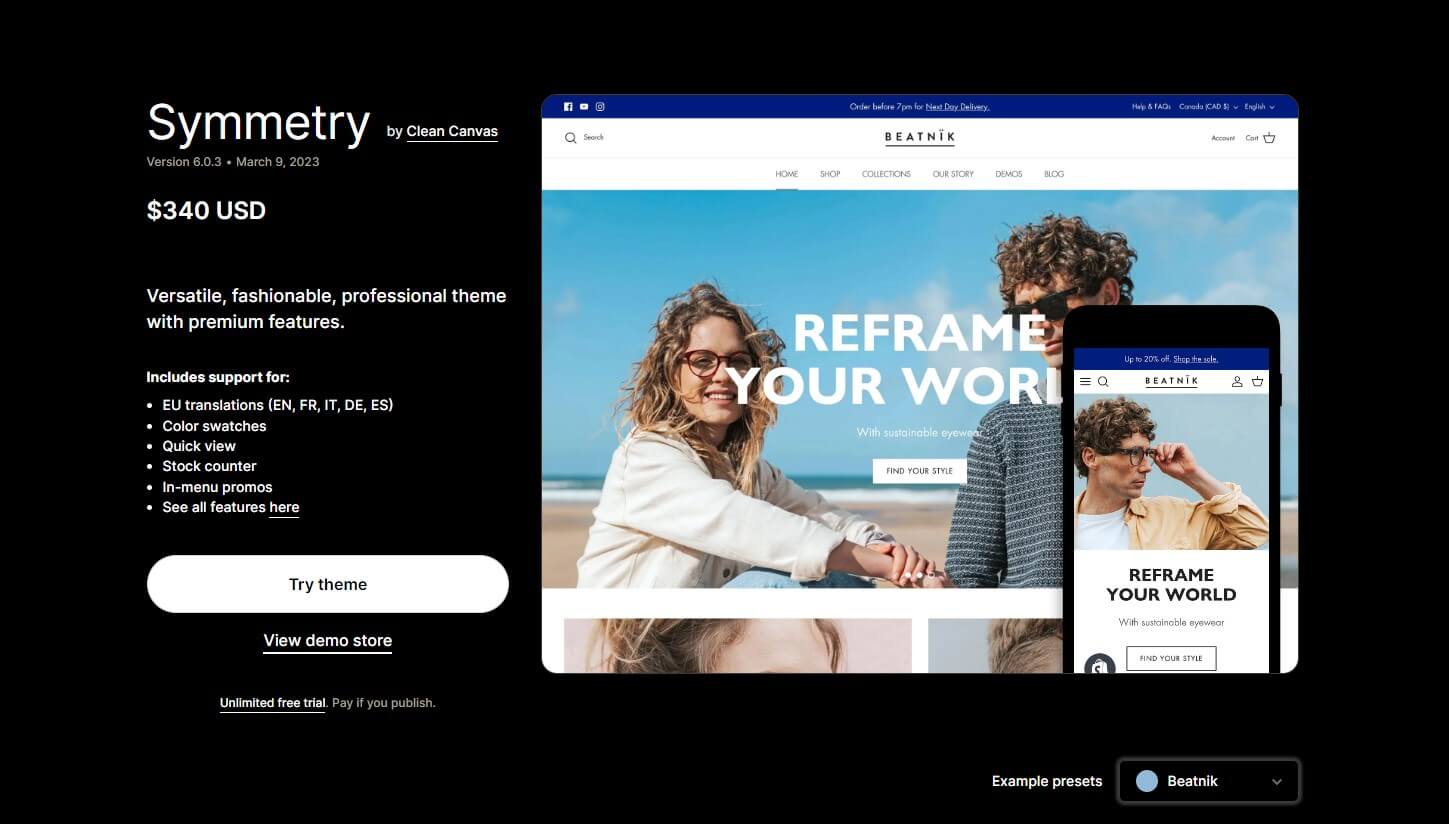 Symmetry Theme - Shopify