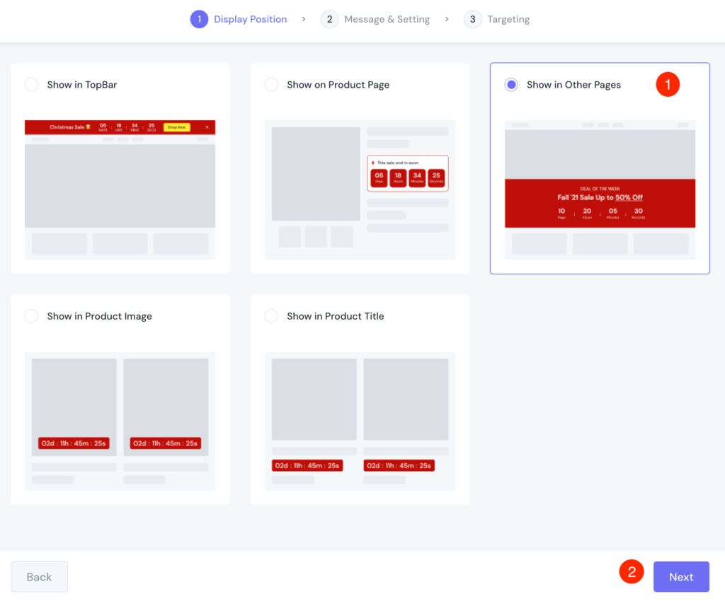 How to show Shopify Countdown Timer on multiple pages - Display Position